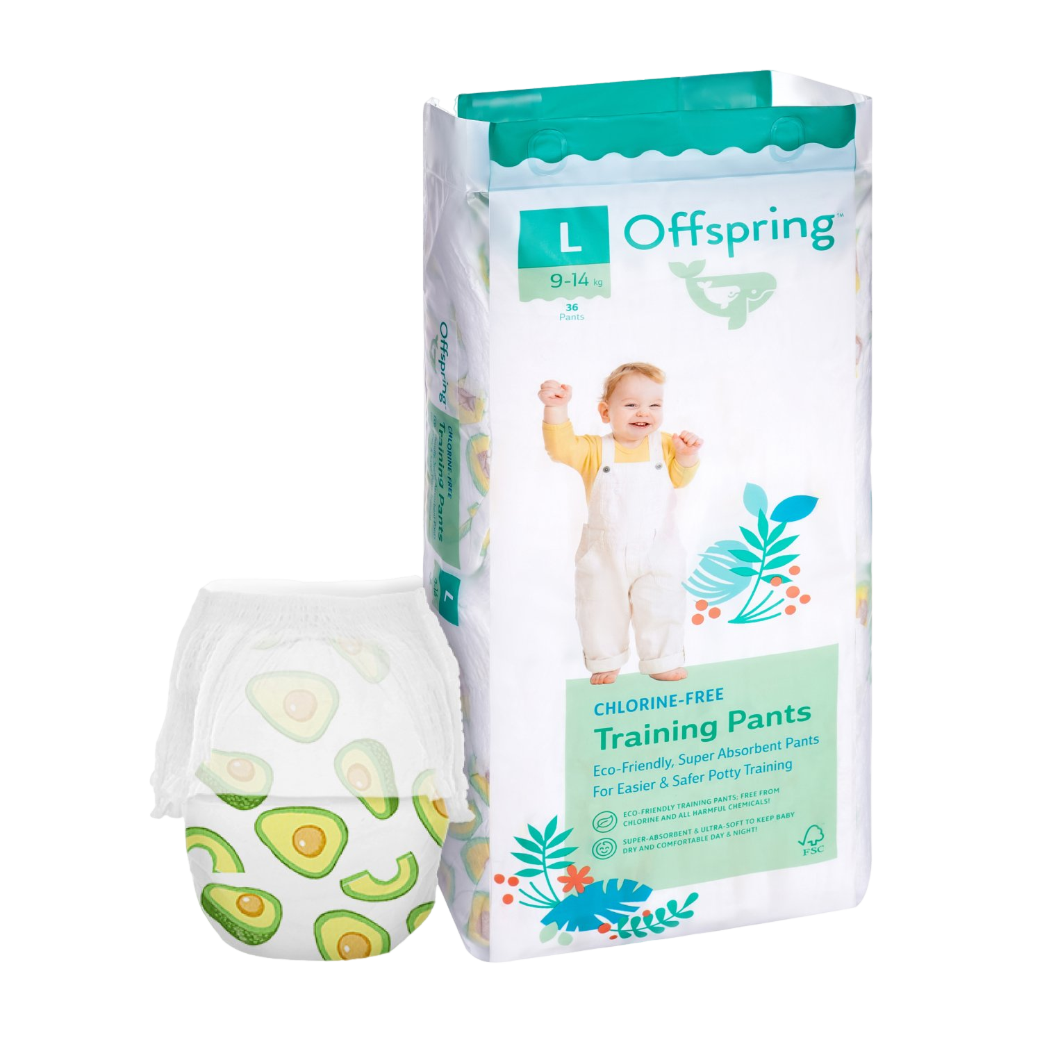 Offspring Трусики-подгузники Авокадо L 9-14кг 36 шт | купить в VISAGEHALL