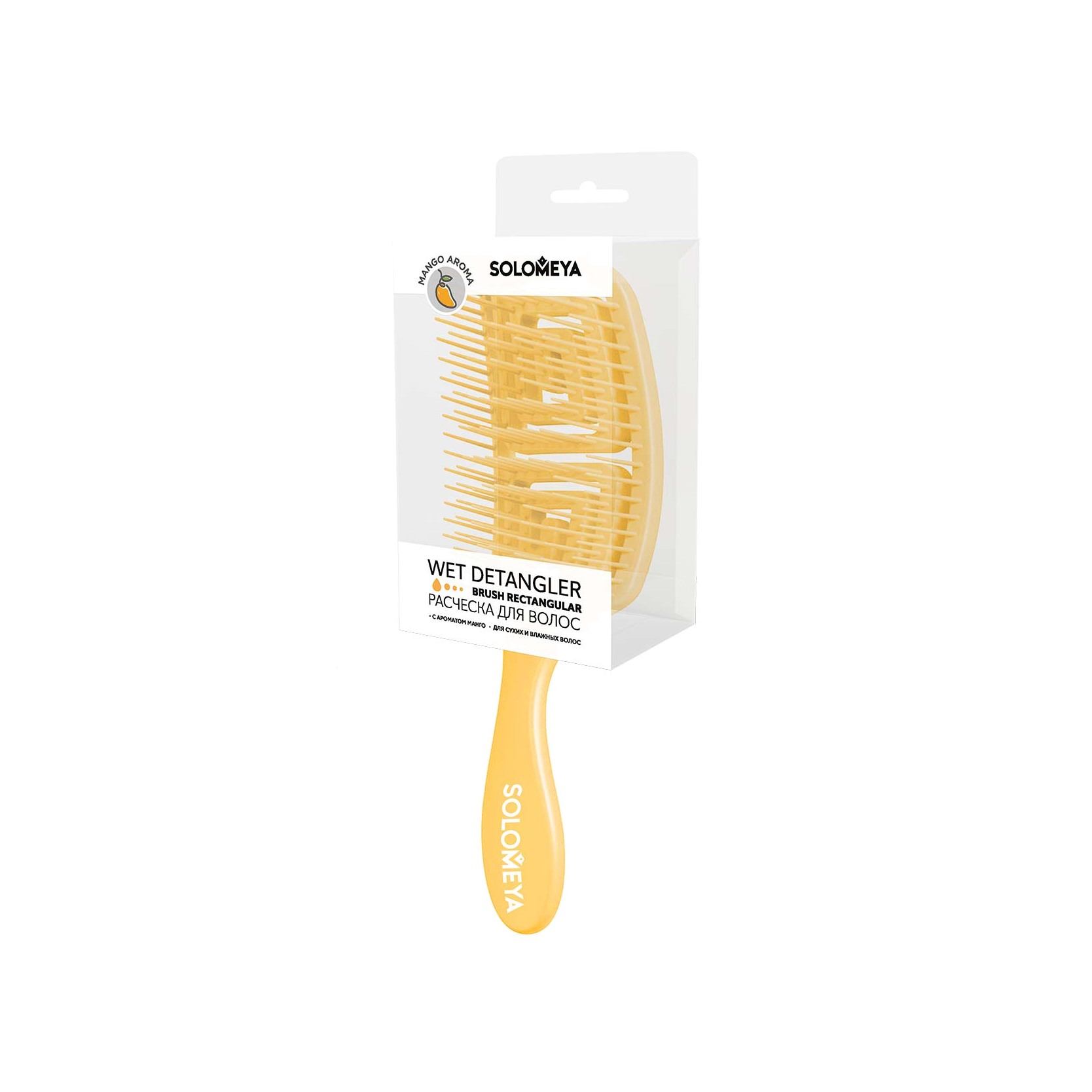 Расческа для сухих и влажных волос Wet Detangler Brush Rectangular Mango купить в VISAGEHALL