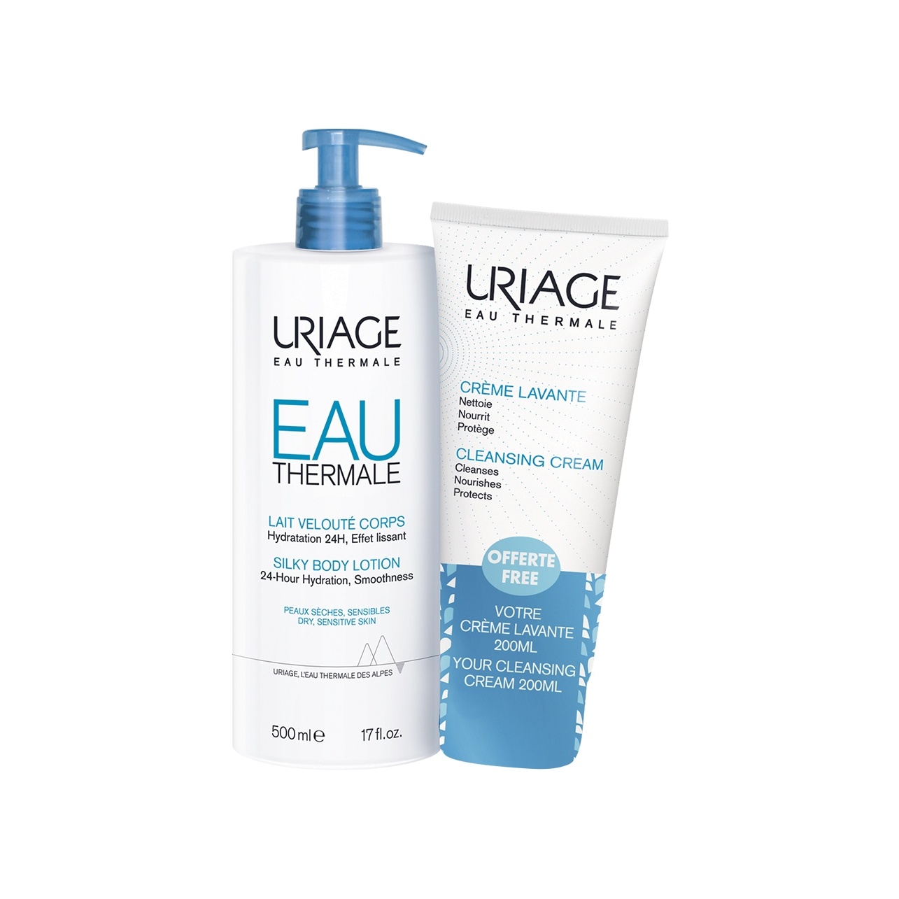 Набор Eau Thermale: Молочко для тела увлажняющиее + Крем очищающий пенящийся магазин VISAGEHALL являющийся официальным дистрибьютором в России