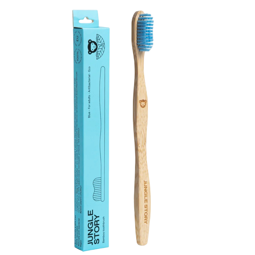 Зубная щетка бамбуковая средней жесткости, Blue