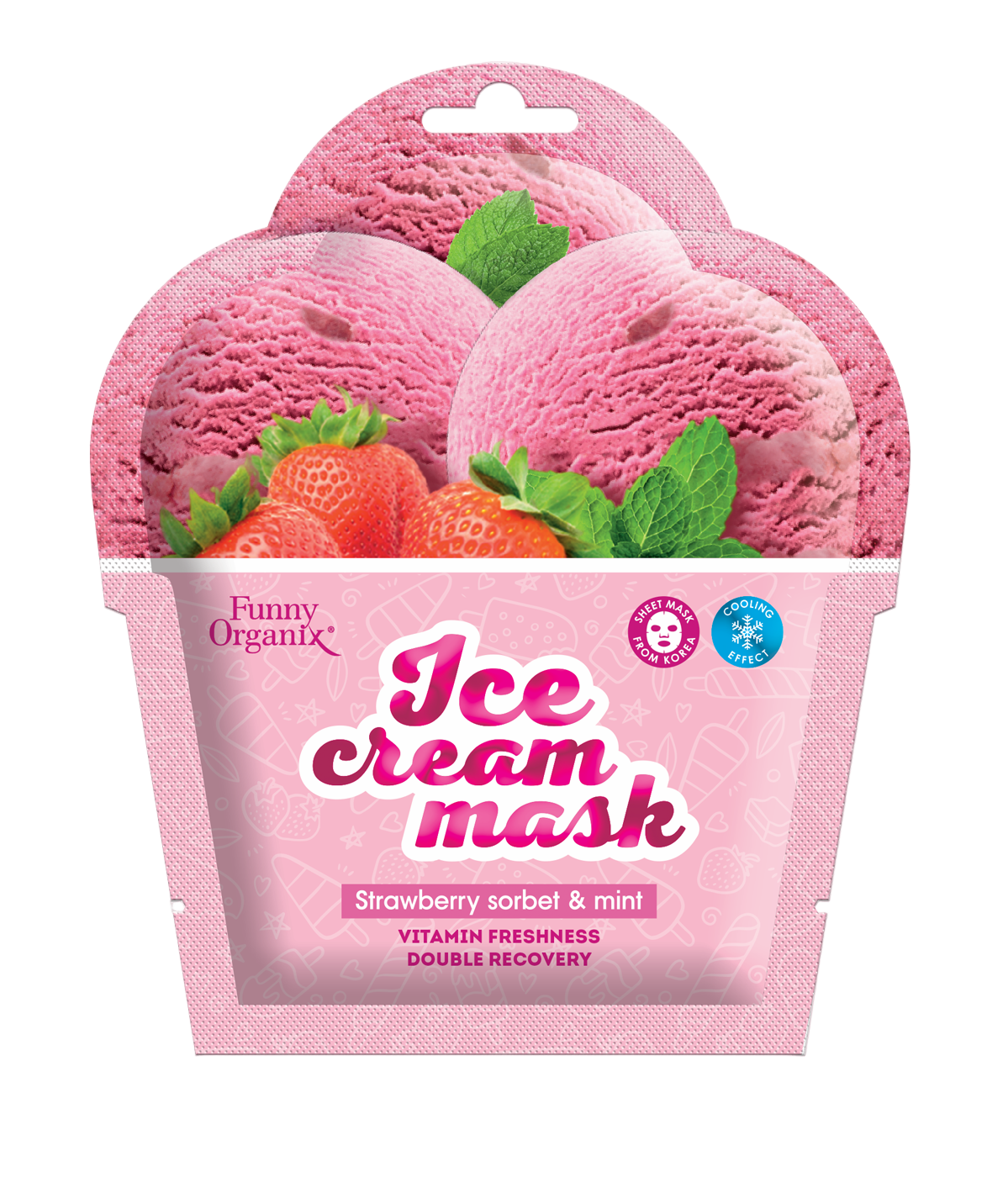 Маска-мороженое для лица тканевая охлаждающая Strawberry Sorbet & Mint купить в VISAGEHALL
