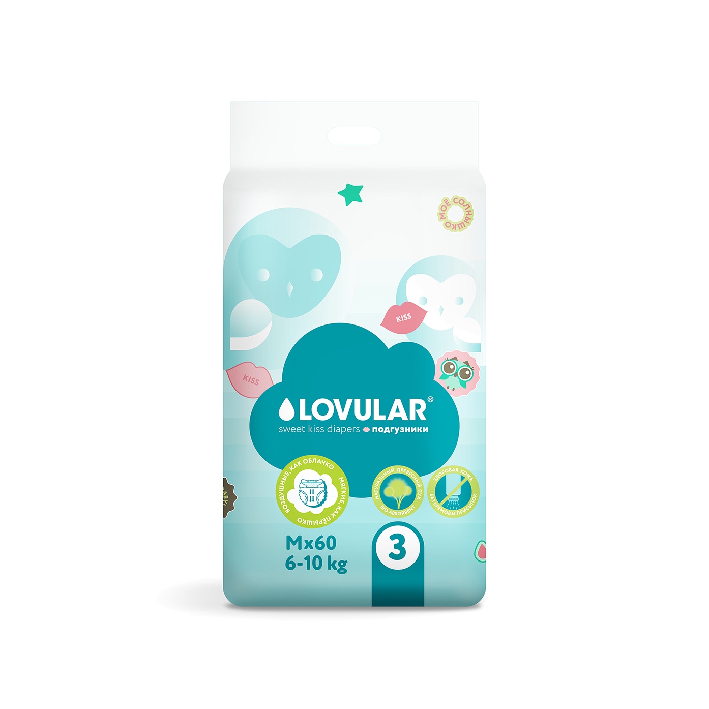 Подгузники Sweet kiss M 6-10кг (60шт) магазин VISAGEHALL являющийся официальным дистрибьютором в России