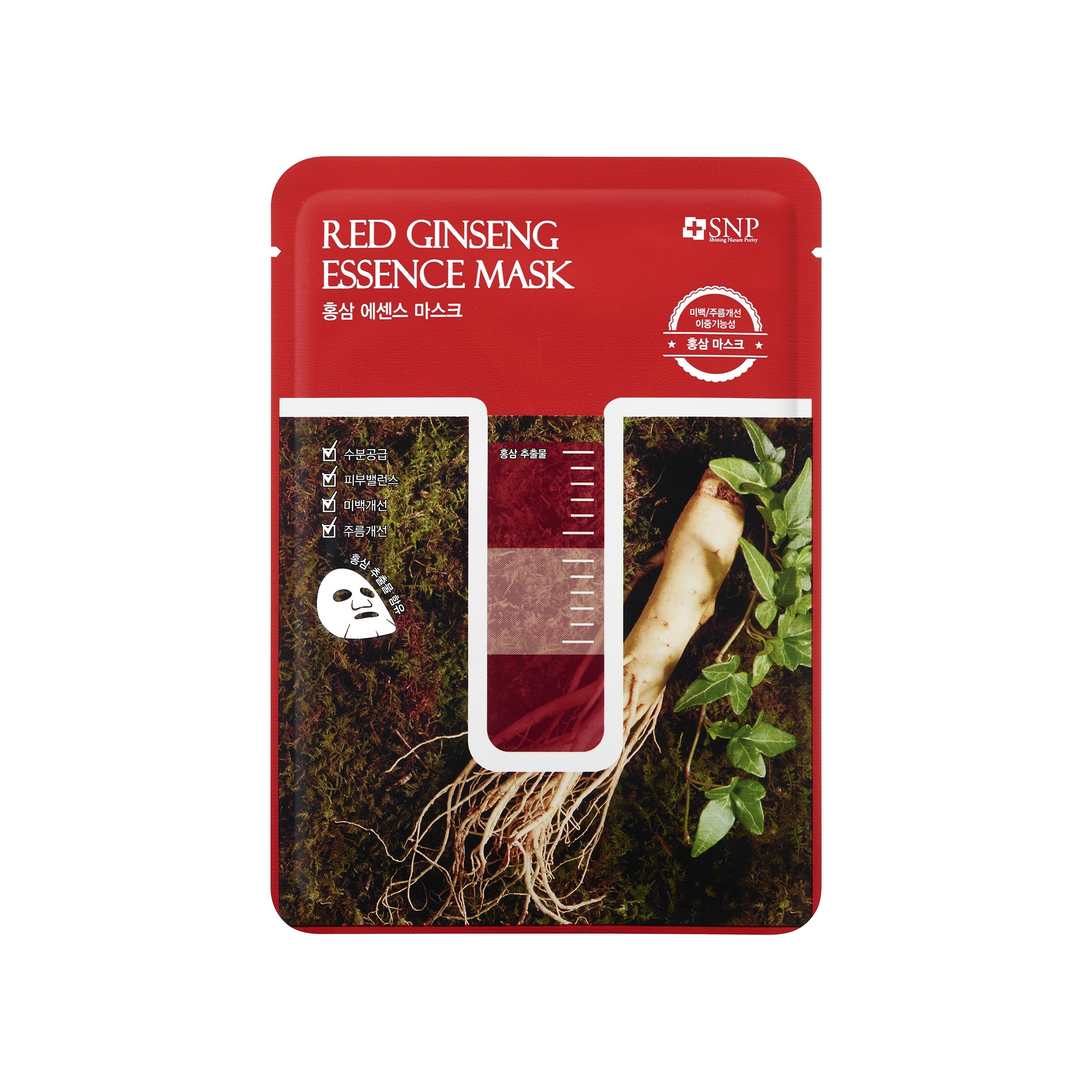 Маска тканевая для лица Red Ginseng с экстрактом корня красного женьшеня увлажняющая 25мл VISAGEHALL