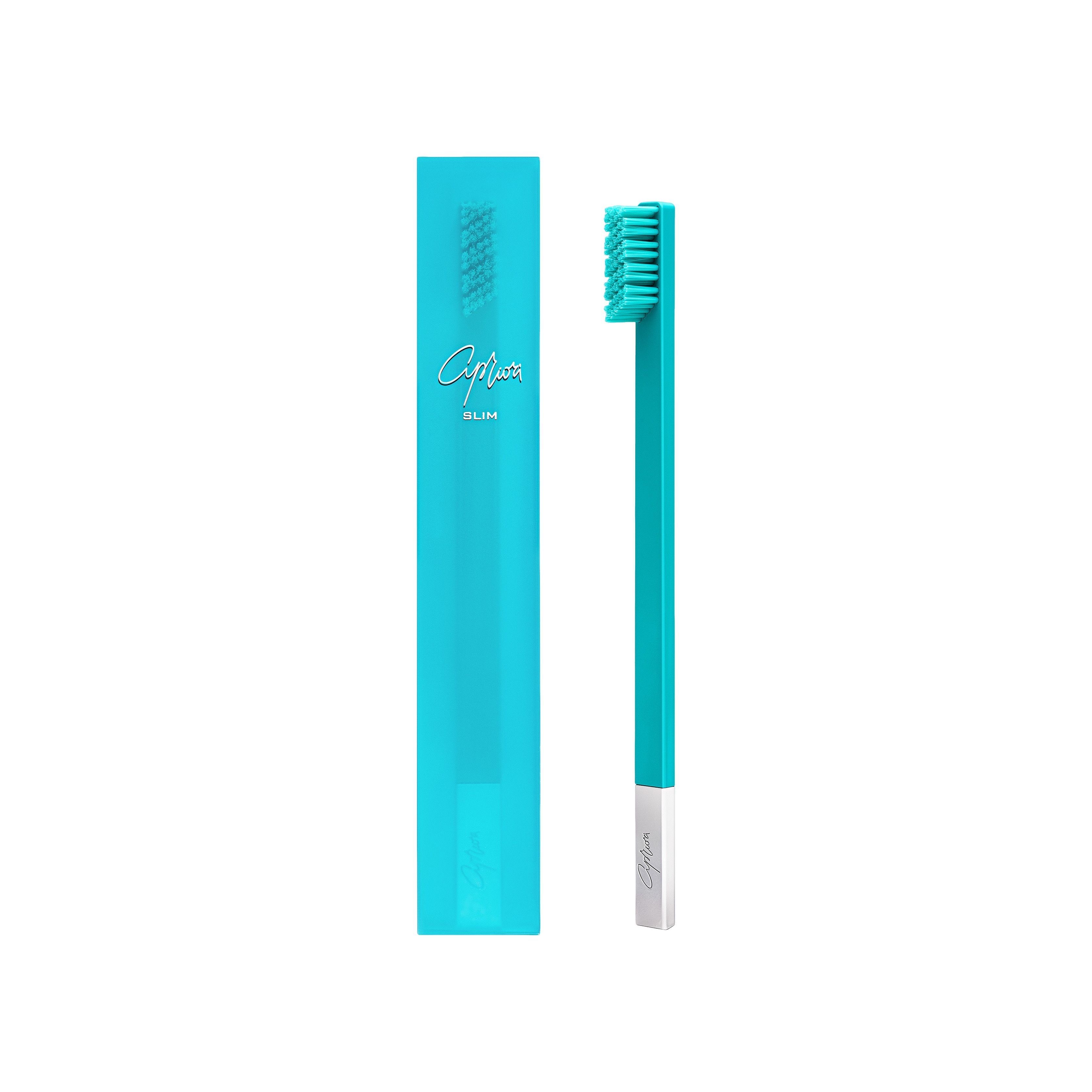 Зубная щетка средней жесткости Slim Turquoise Blue and Silver купить в VISAGEHALL