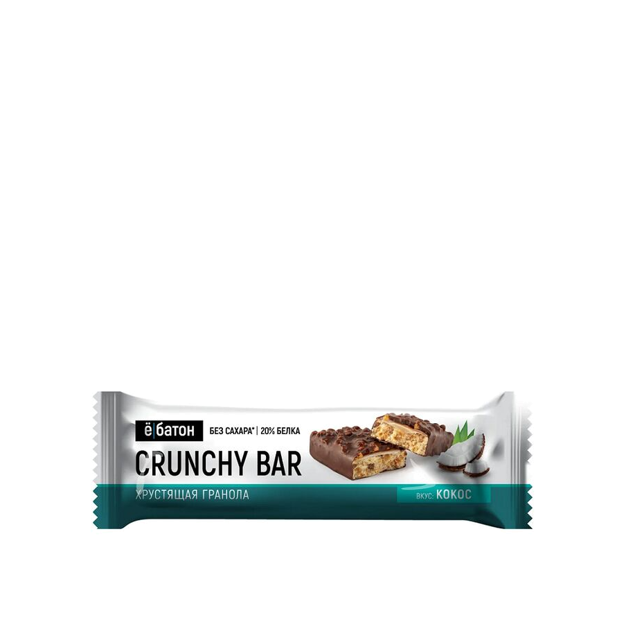 Батончик протеиновый со вкусом кокоса в глазури Crunchy Bar магазин VISAGEHALL являющийся официальным дистрибьютором в России