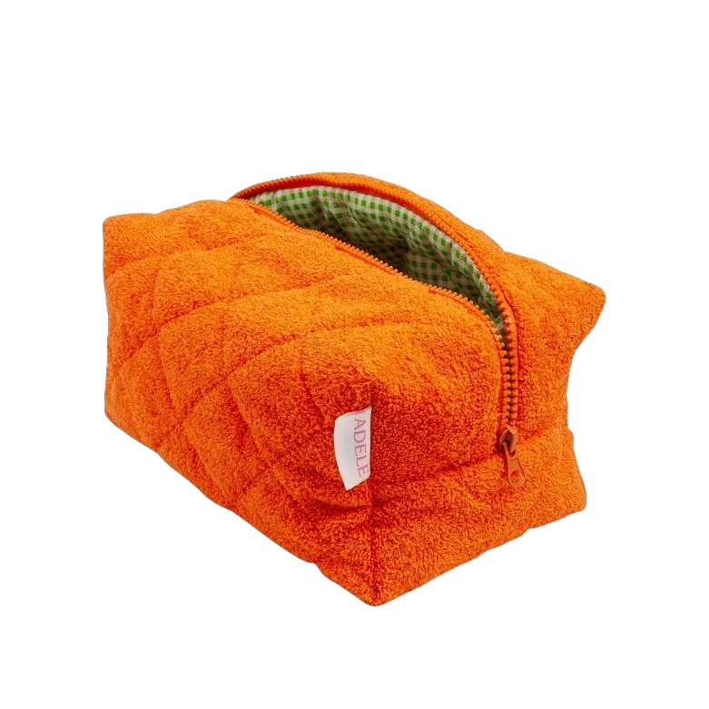 Косметичка махровая Оранжевая зеленая клетка купить в VISAGEHALL