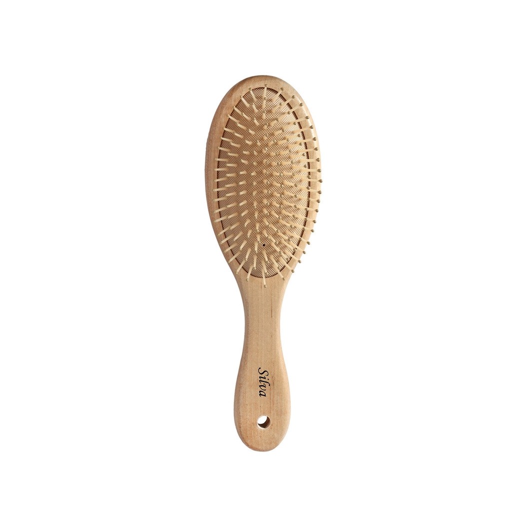 Щетка для волос на подушке деревянная с пластиковыми зубьями купить в VISAGEHALL