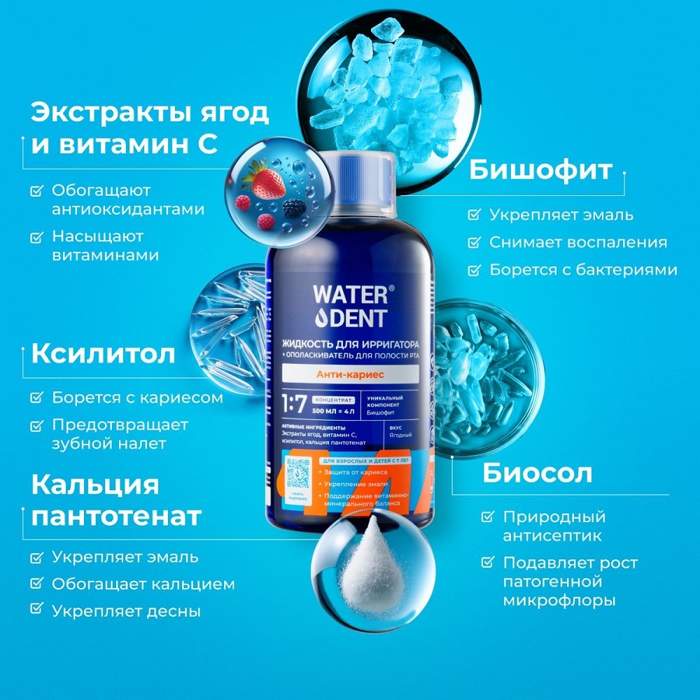 Жидкость для ирригатора анти-кариес с солью Древнего моря