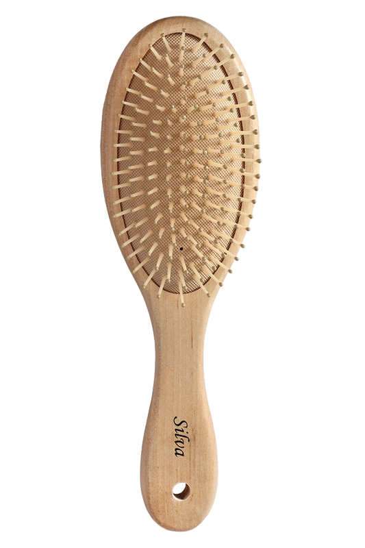 Щетка для волос на подушке деревянная с пластиковыми зубьями купить в VISAGEHALL