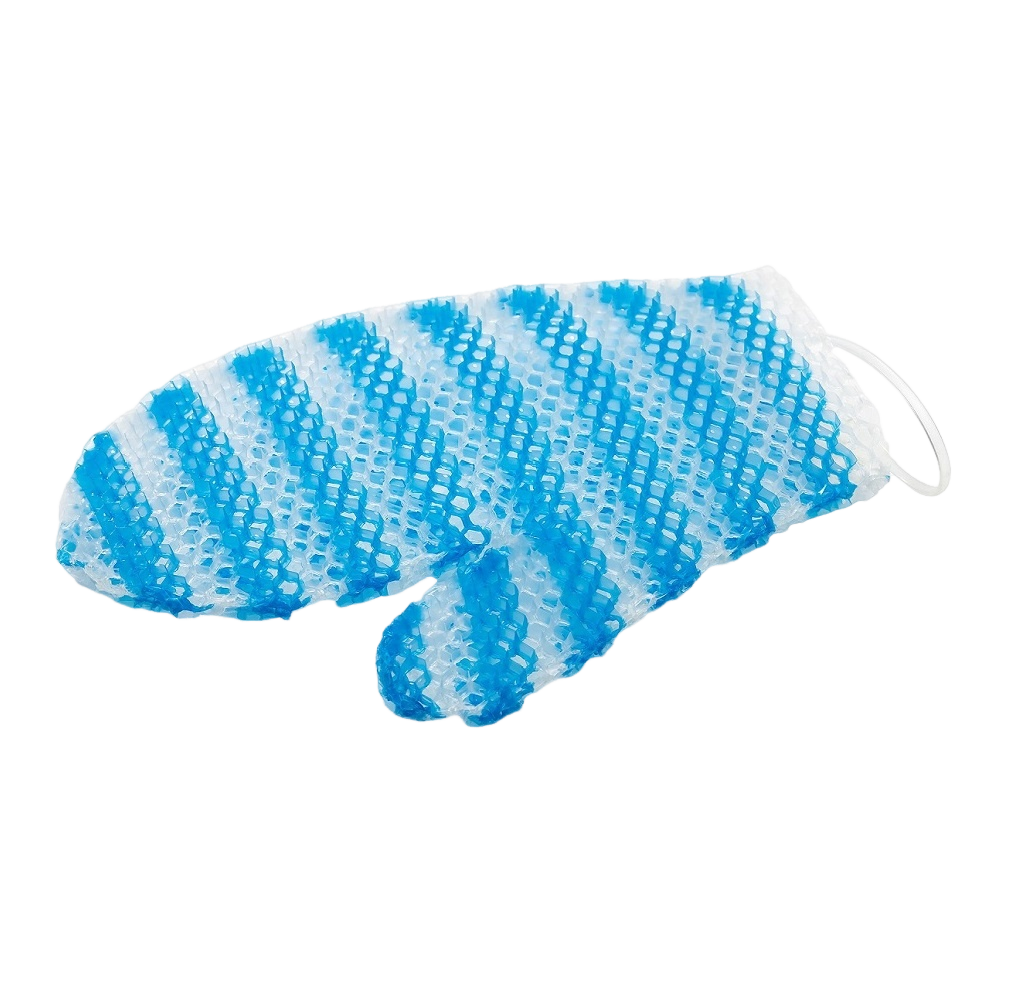 Мочалка-рукавичка для тела бело-голубая Bath Mitt Stimulite® купить в VISAGEHALL