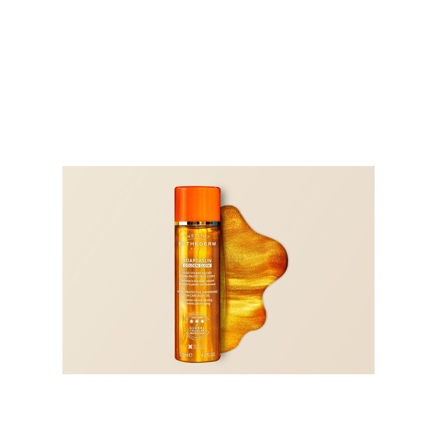 Cолнцезащитное масло с шиммером Golden Glow Adaptasun купить в VISAGEHALL