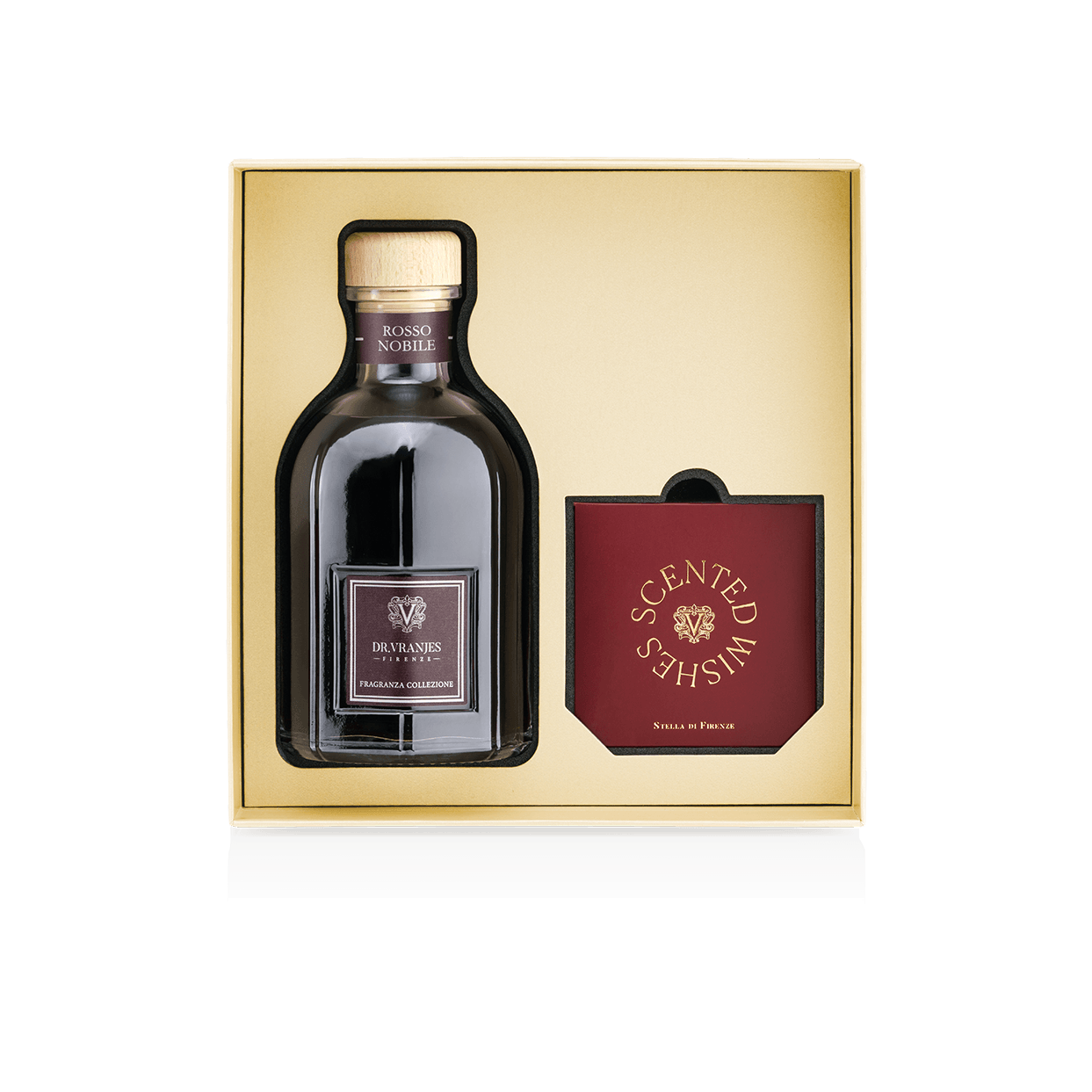 Rosso Nobile Диффузор в золотой коробке с украшением "Звезда Флоренции" магазин VISAGEHALL являющийся официальным дистрибьютором в России
