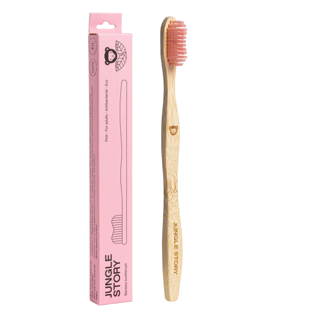Зубная щетка бамбуковая средней жесткости, Pink