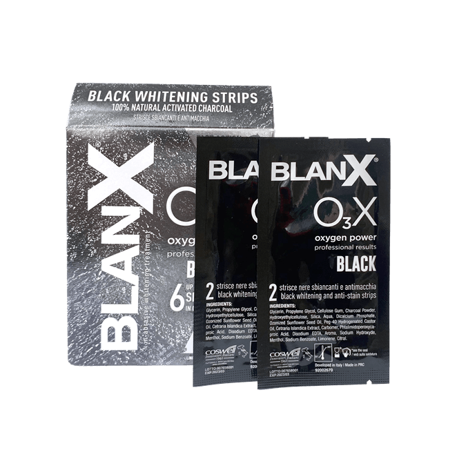 Полоски отбеливающие с углем O3X Whitening Strips Black магазин VISAGEHALL являющийся официальным дистрибьютором в России