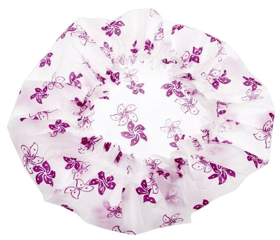 Шапочка для душа без кружева белая с фиолетовыми цветами DEWAL купить в VISAGEHALL