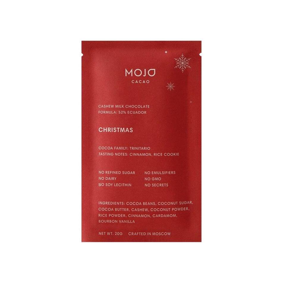 Молочный шоколад Mojo cacao 52% с корицей и кардамоном Christmas, 20г магазин VISAGEHALL являющийся официальным дистрибьютором в России