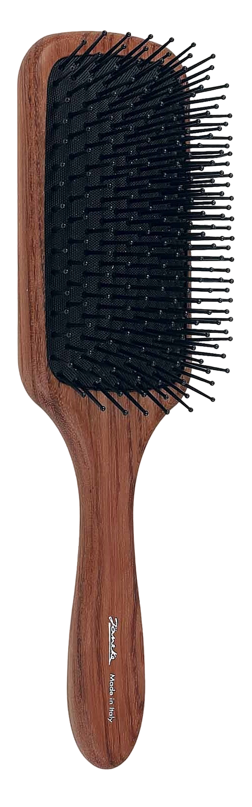 Щетка для волос деревянная с пластиковой щетиной коричневая