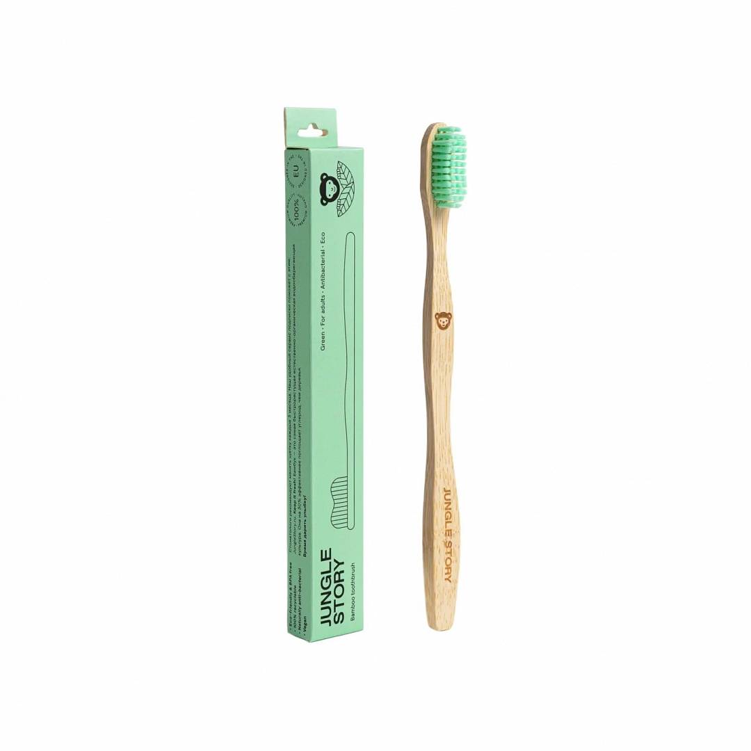 Зубная щетка бамбуковая средней жесткости, Green