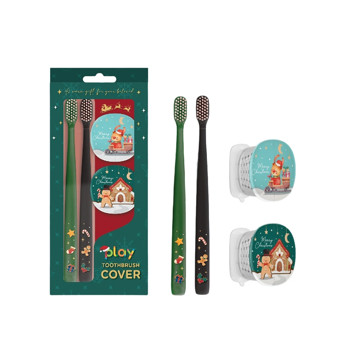 Набор лимитированный новогодний Xmas 2 щетки зелёная + чёрная купить в VISAGEHALL