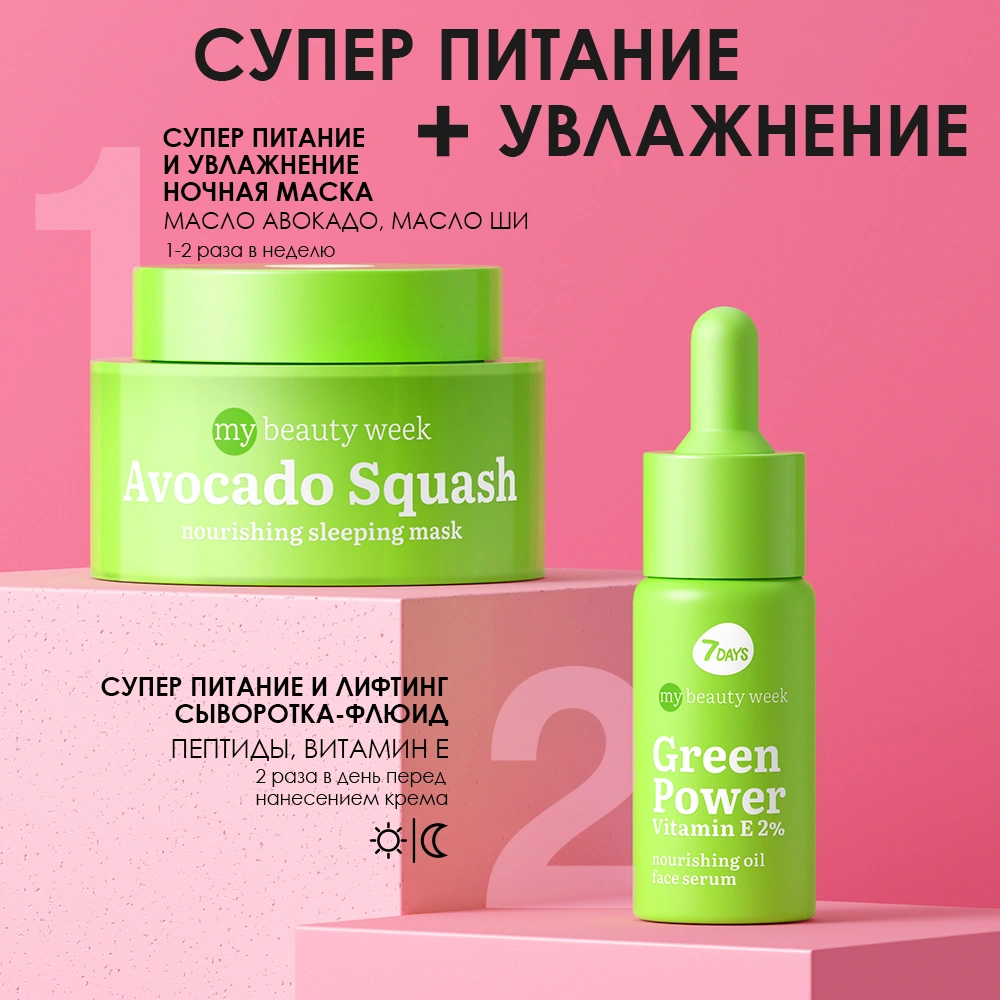 7 days Маска для лица питательная ночная Avocado Squash My Beauty Week –  заказать в VISAGEHALL