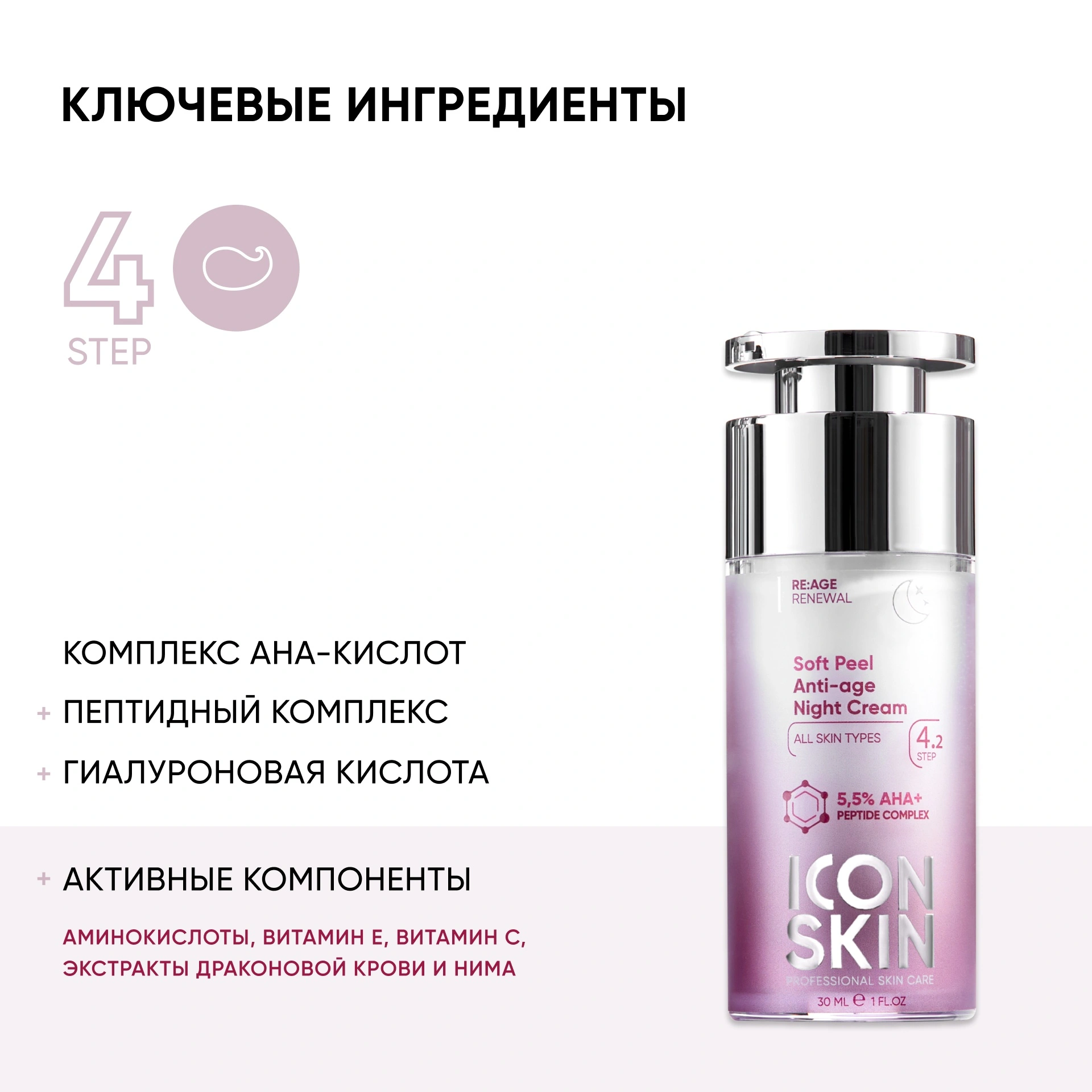 Icon Skin Крем омолаживающий ночной Soft Peel Anti-Age купить в VISAGEHALL