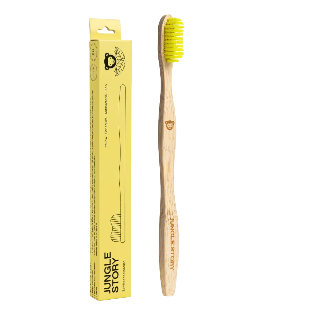 Зубная щетка бамбуковая средней жесткости, Yellow