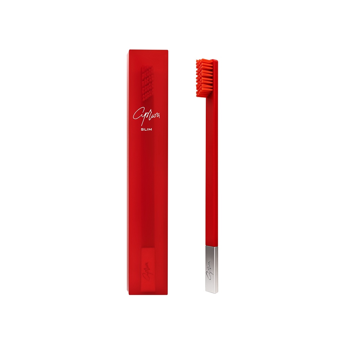 Зубная щетка средней жесткости Slim Carmine Red and Silver магазин VISAGEHALL являющийся официальным дистрибьютором в России