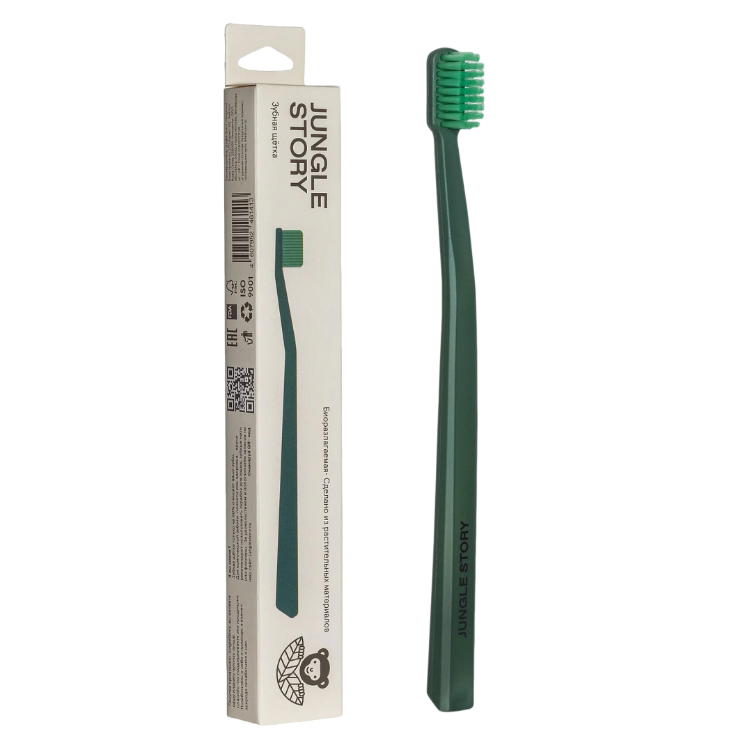 Зубная щетка бамбуковая средней жесткости, Green-Green 